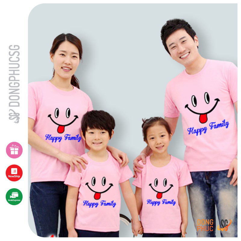 ao-thun-gia-dinh-happy-family-mau-hong-dongphucsg-gd282hn